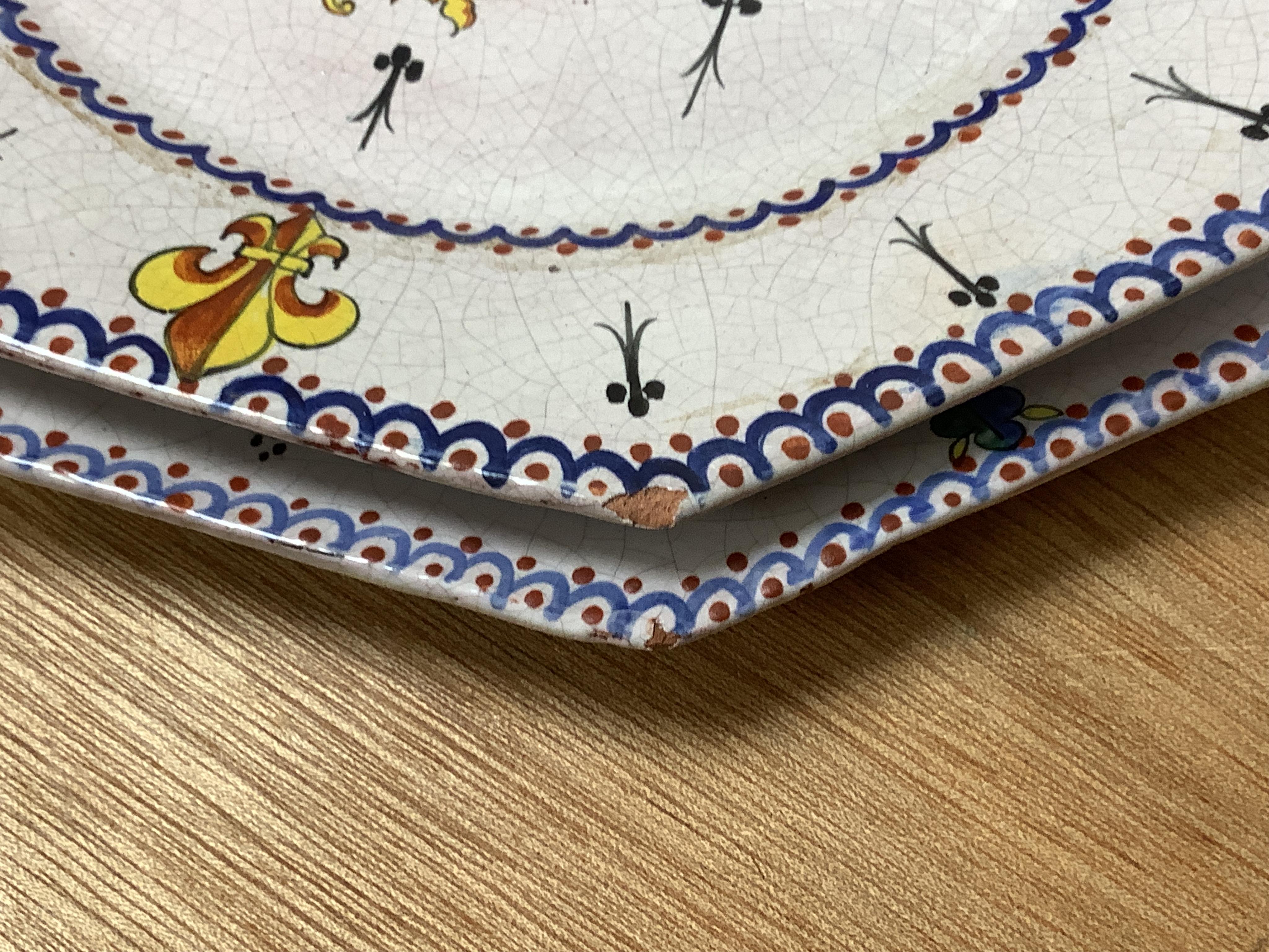 A Chamberlains Worcester armorial dessert dish, and a Spode armorial plate ‘The London’, c.1825 (produced for the Captain of the Ship 'The London’), both bearing the arms of the British East India Company, together with